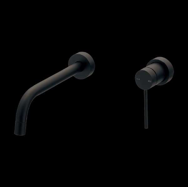 Vòi lavabo Gắn tường, nóng lạnh, 1 cần gạt Màu đen L193D tinh giản, chất lượng Nhật Bản.