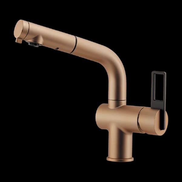 Vòi rửa chén dây rút nóng lạnh màu đồng B050GB khác biệt, chất lượng Nhật Bản