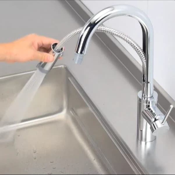 Vòi rửa chén Dây rút nóng lạnh Màu chrome B143CH - Hình ảnh 2 - Vòi rửa cao cấp Kurashi