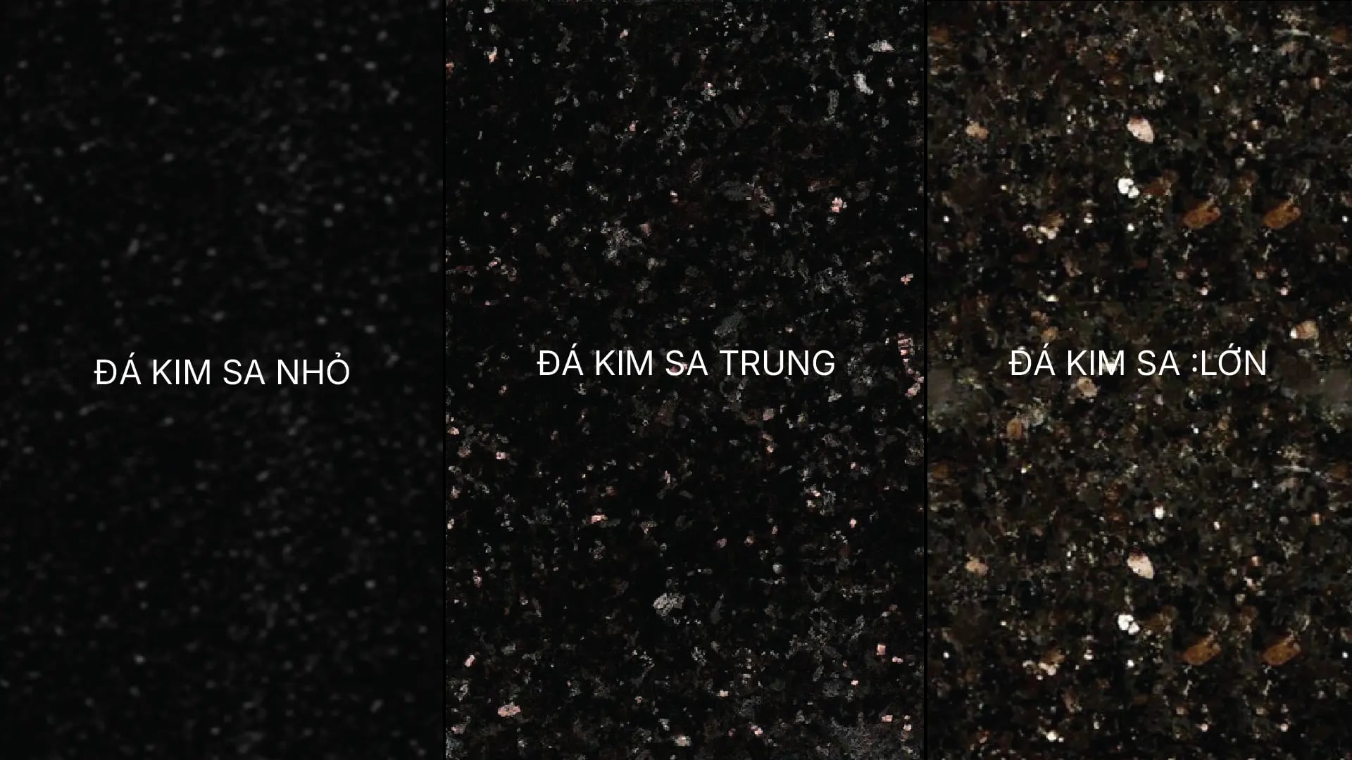 các loại đá kim sa tùy kích thước hạt