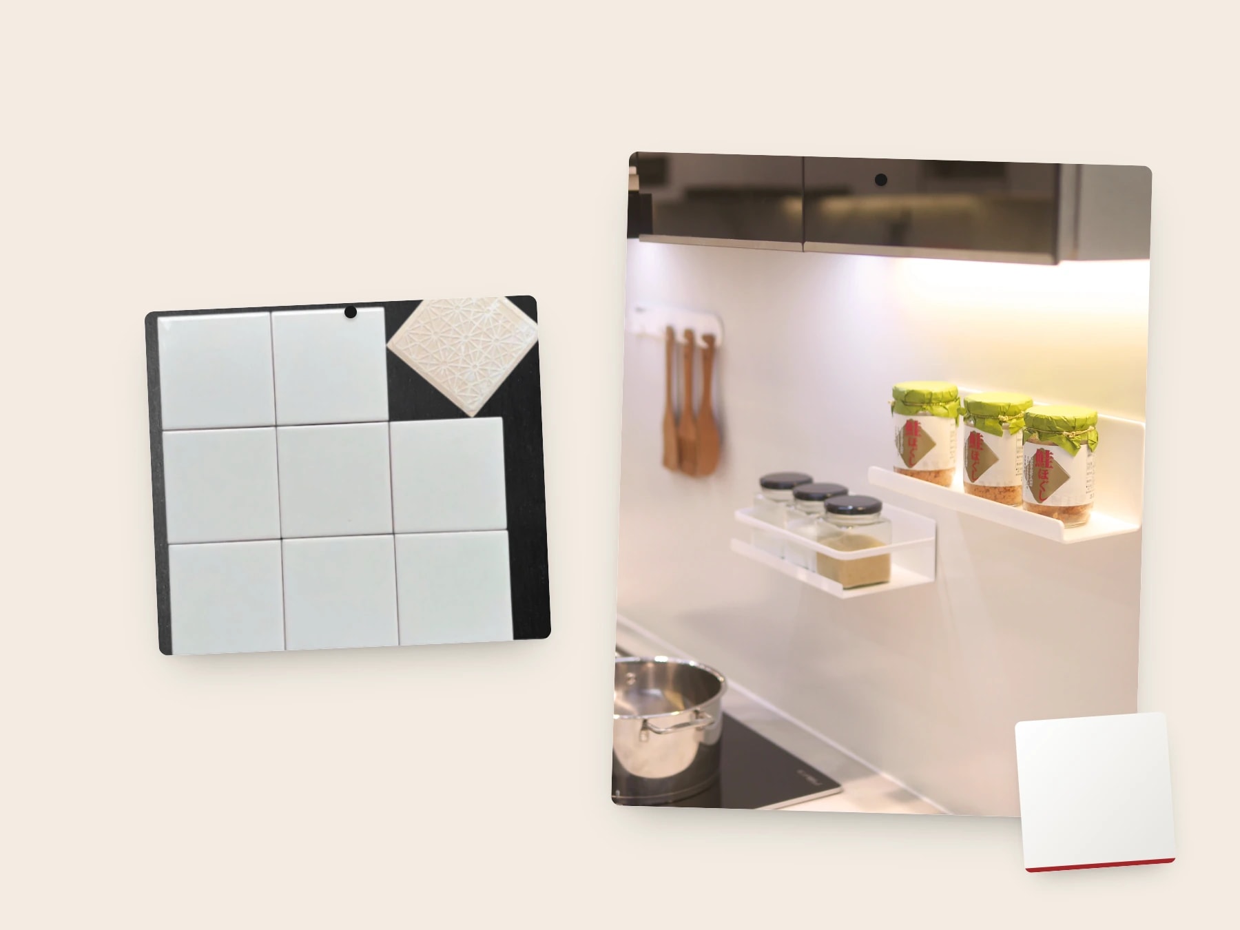 So sánh tường bếp ốp gạch có kẽ ron và tấm ốp thép tráng men sứ liền mạch với phụ kiện nam châm Kurashi