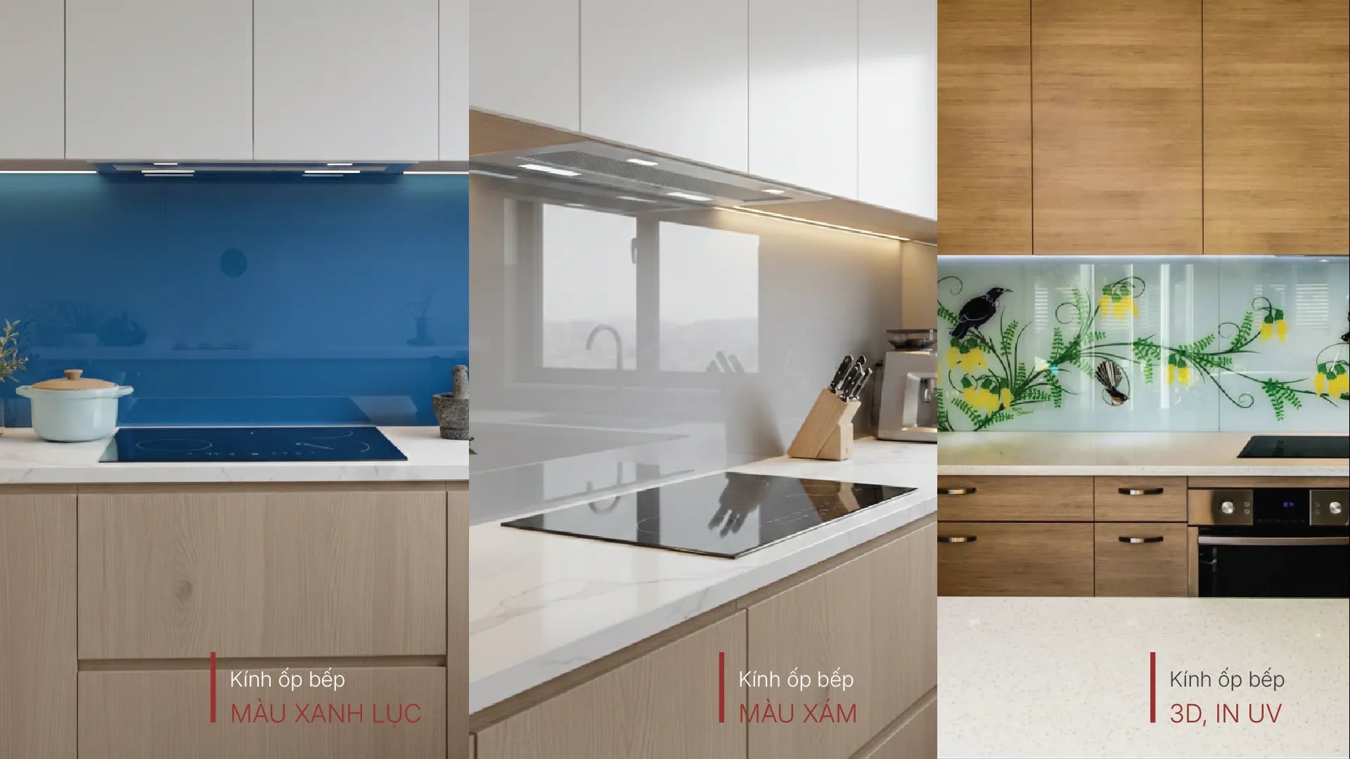 các loại kính ốp bếp phổ biến