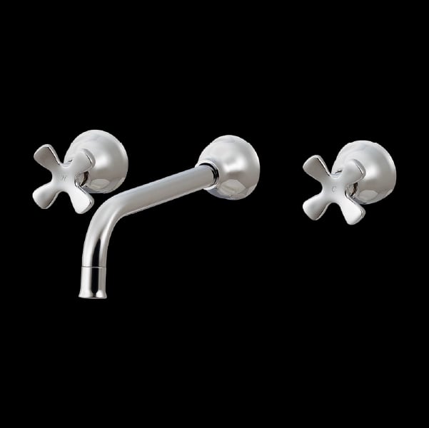Vòi lavabo gắn tường 2 tay vặn L125CH màu chrome màu chrome – Kurashi