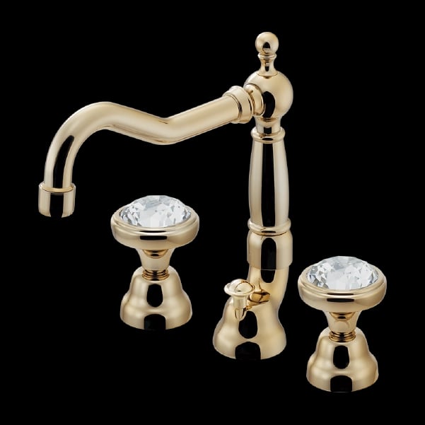 Vòi lavabo tân cổ điển 2 nút vặn L153AG màu vàng màu vàng – Kurashi