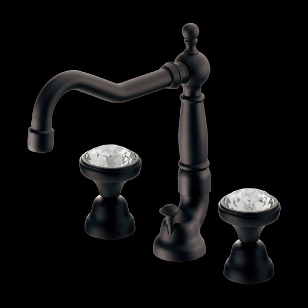Vòi lavabo tân cổ điển 2 nút vặn L153D màu đen màu đen – Kurashi