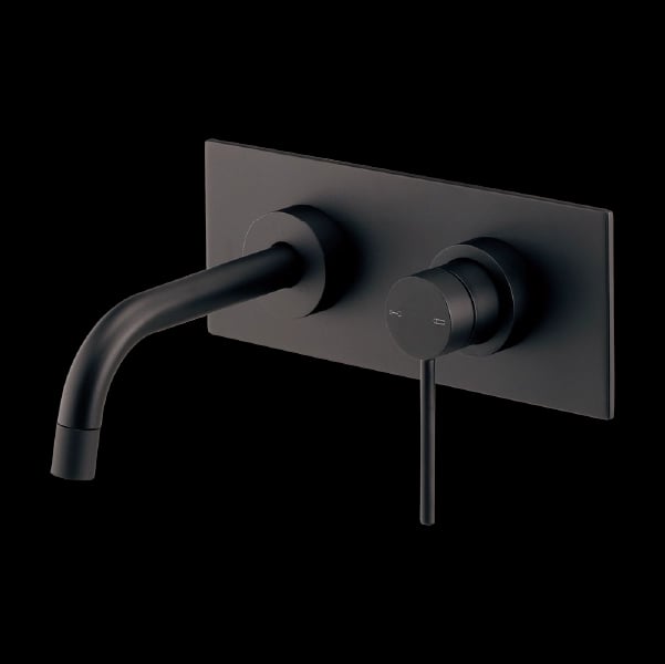 Vòi lavabo gắn tường liền tấm L199MD màu đen màu đen – Kurashi