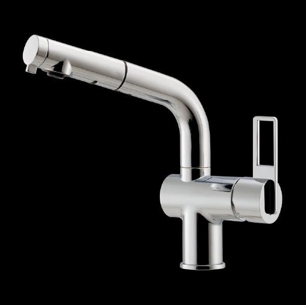 Vòi rửa chén dây rút nóng lạnh B050CH màu chrome màu chrome – Kurashi
