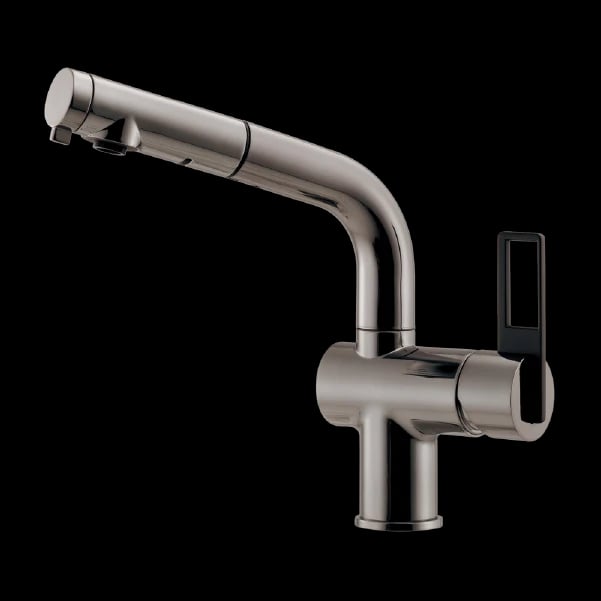 Vòi rửa chén dây rút nóng lạnh B050DS màu bạc màu bạc – Kurashi