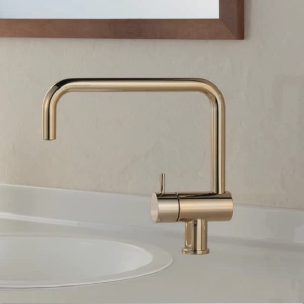 Vòi lavabo cổ vuông một cần gạt màu vàng