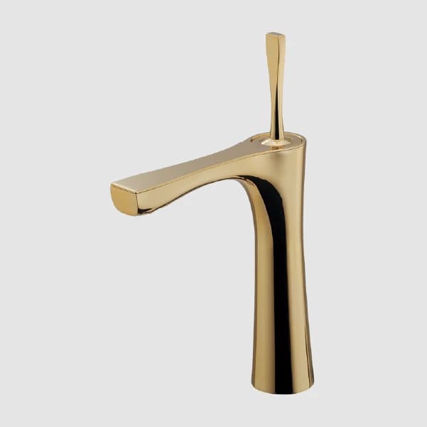 Vòi lavabo cổ cao một cần gạt màu vàng