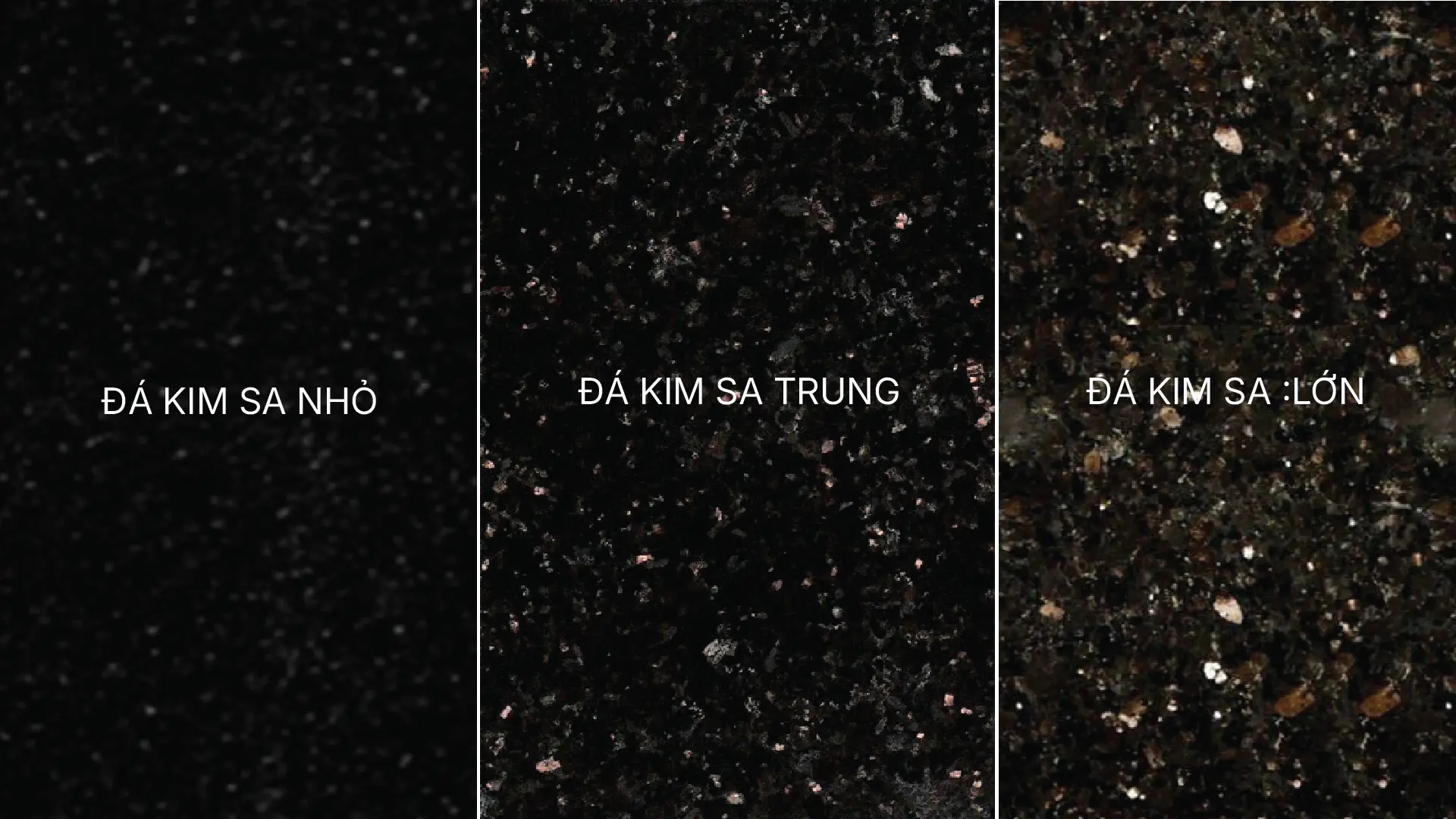 các loại đá kim sa tùy kích thước hạt